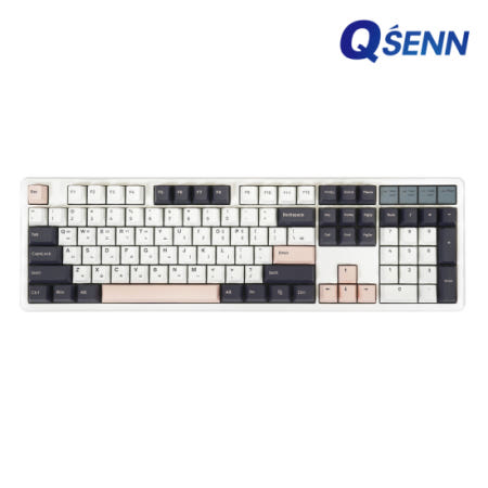 QSENN Q104 PBT 풀윤활 가스켓 유무선 기계식 화이트 (저소음 바다소금축)