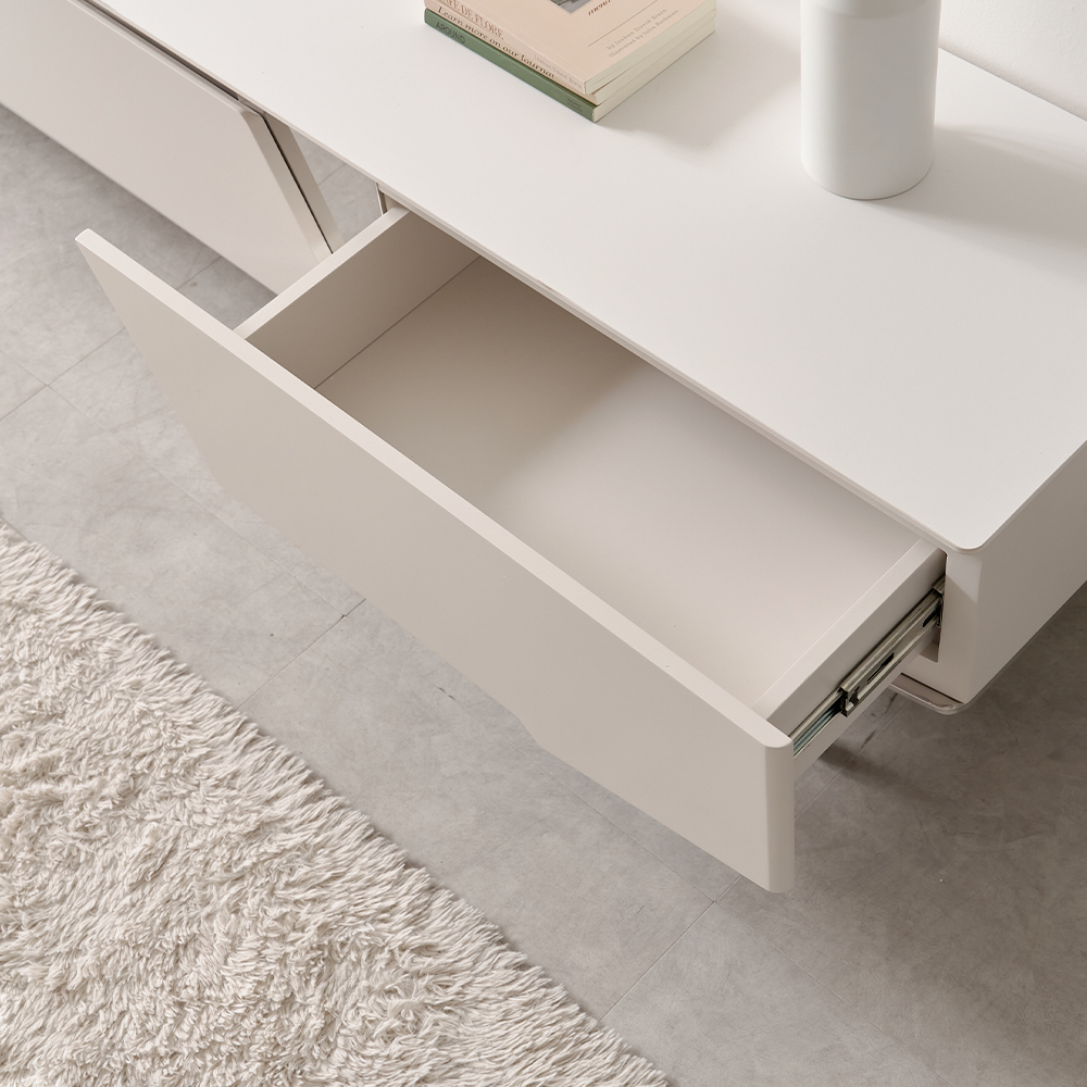 밀크 세라믹 거실장 낮은 85인치 티비다이 TV선반 캄비오 2800mm, 화이트