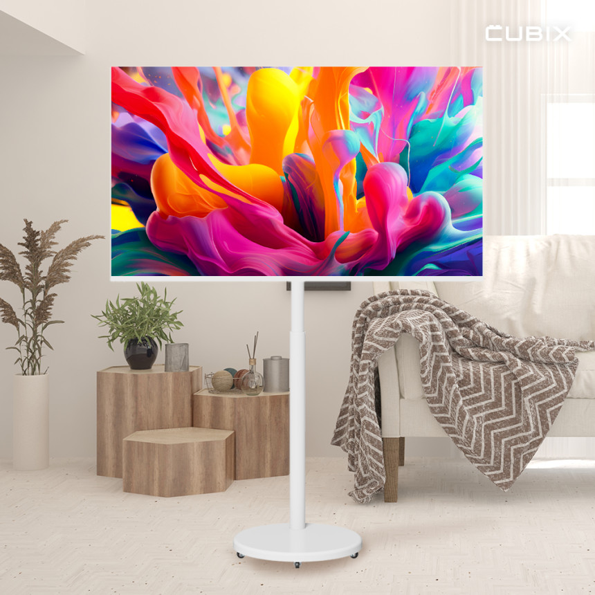 무빙큐빅스 삼탠바이미 화이트에디션 스마트티비 이동식tv X1시리즈 셋트 109cm(43인치 TV), UHD QLED, 자가설치