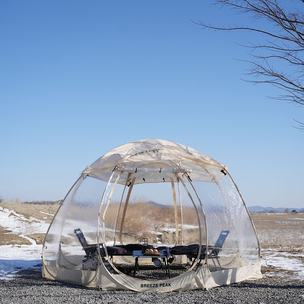 원터치 투명 돔 텐트 팝업텐트 호박 쉘터 우레탄창 초대형 6면