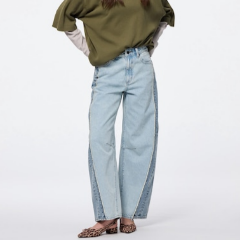 지유 바지 2톤 배럴 레그 청바지 길이 표준 71.0~75.0 cm 356425 - 상품 이미지