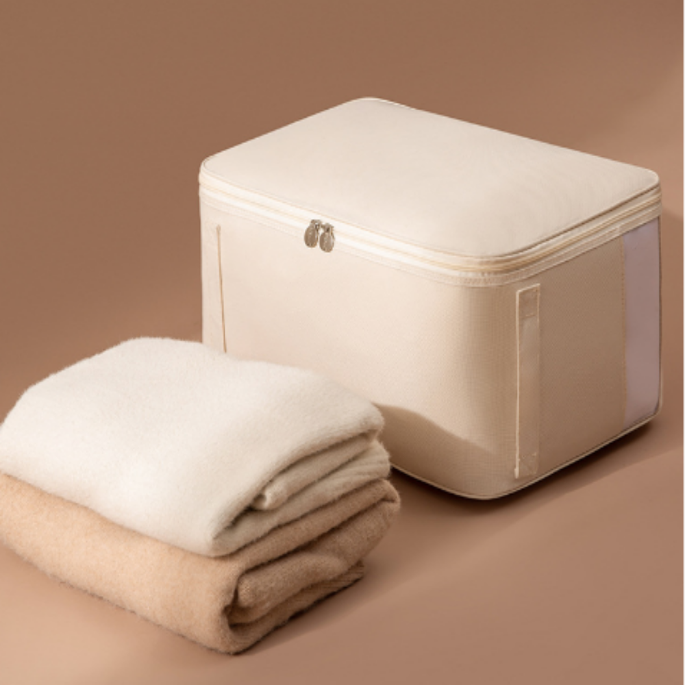 옥스포드 이불보관함 이불정리함 이불가방 정리 수납함 파우치 패브릭 리빙박스 아이보리S 제품 이미지