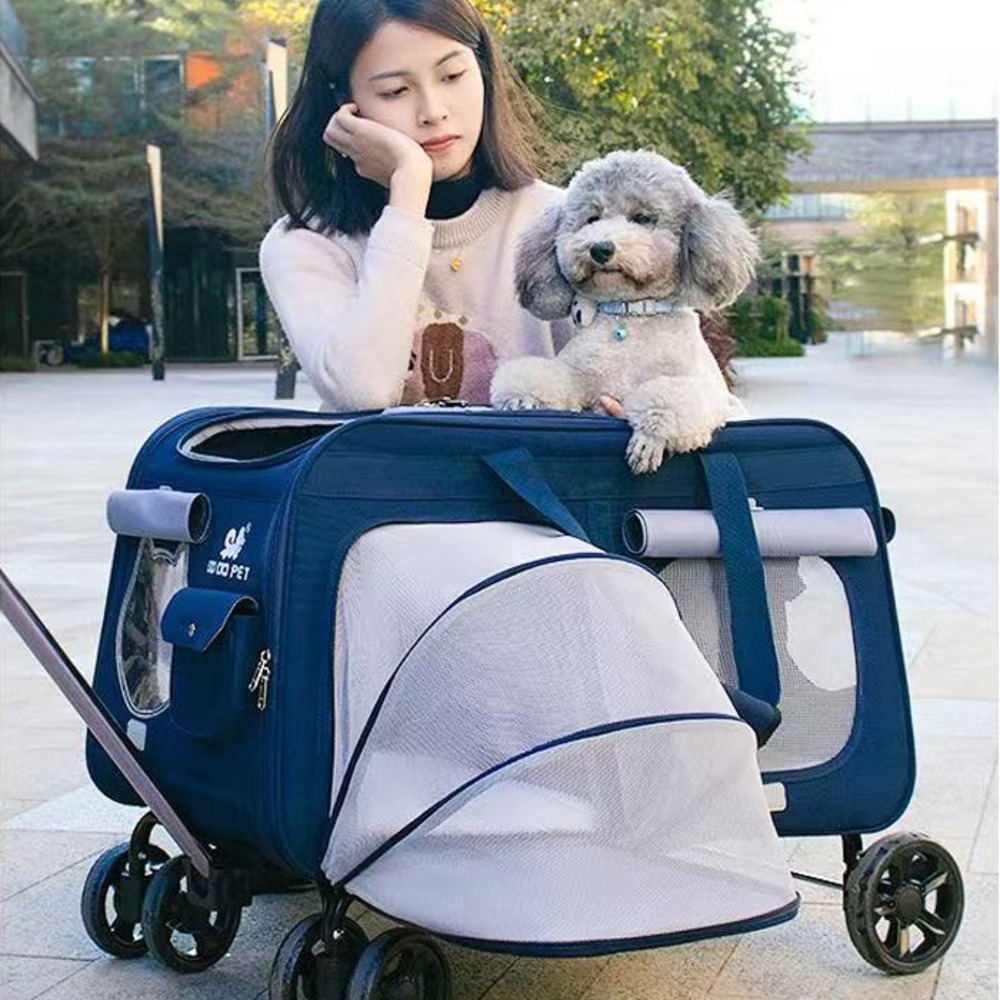개과천선 프리블 강아지 유모차 대형견 웨건 투명창 메쉬창 다견다묘