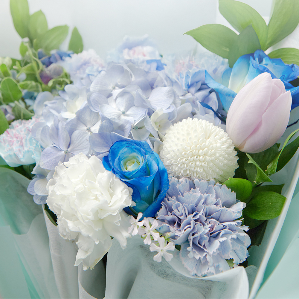 블루 파란 수국 플라워 꽃다발 생화 꽃바구니 생일 기념일 발렌타인데이 꽃배달 꽃배송서비스 - 상세 이미지 3