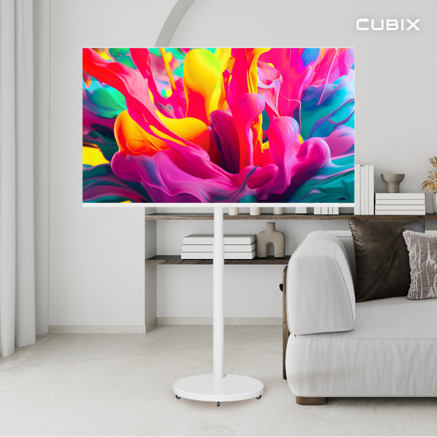 무빙큐빅스 삼탠바이미 화이트에디션 스마트티비 이동식tv X1시리즈 셋트 109cm(43인치 TV), UHD, 자가설치