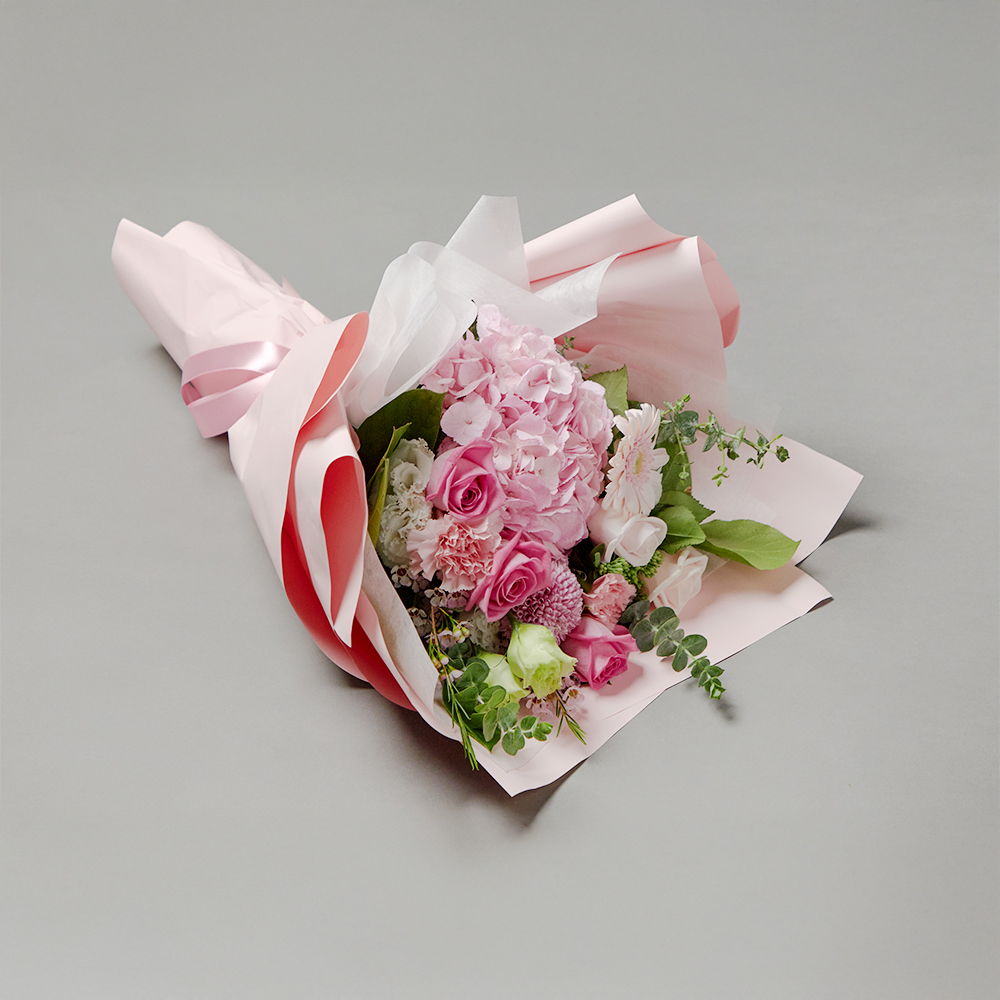 파스텔 핑크 수국 플라워 꽃다발 생화 꽃바구니 기념일 발렌타인데이 꽃배달 꽃배송서비스
