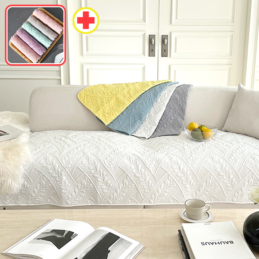 넓은 쇼파패드 4인용 순면 돌 소파매트 토퍼 덮개 커버 카우치 사계절 화이트 90x240