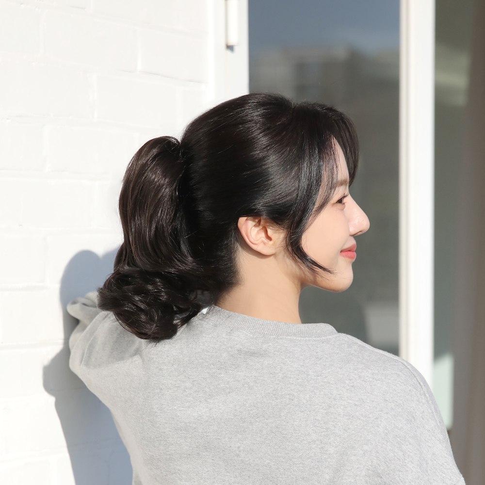 포니테일 가발 집게 머리 달비 숏레이어드 세팅펌 이미지 6