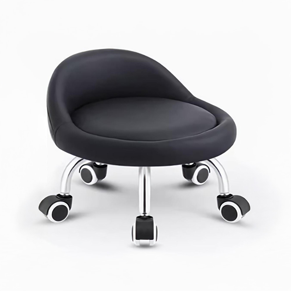 동글뱅이의자 등받이 바퀴달린 이동식 작업 의자 스툴 블랙