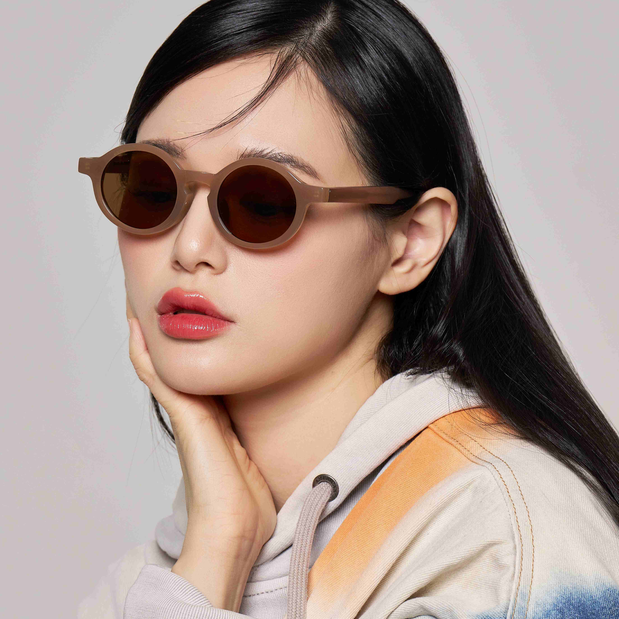 긱시크 정원형 뿔테 힙한 자외선차단 호피 선글라스