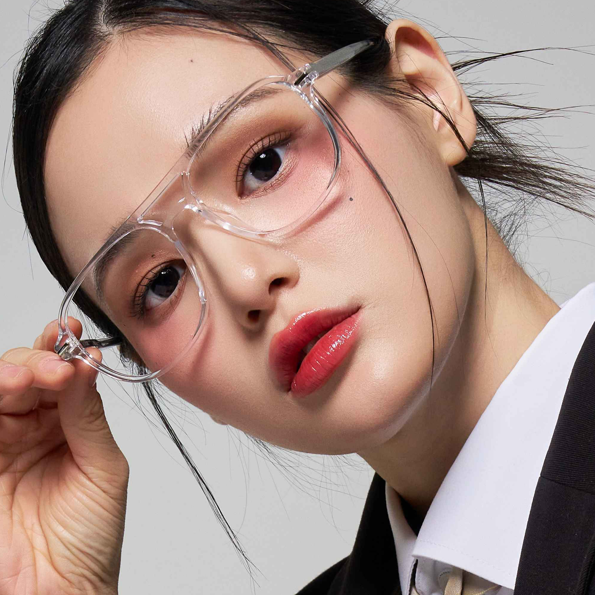 긱시크 안경 얼굴형에맞는 빅사이즈 큰얼굴 투브릿지 검정 투명 뿔테 GIFT 케이스 패키지