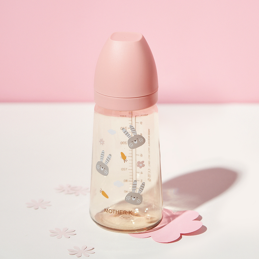 마더케이 신생아 PPSU 젖병 배앓이 방지 (노꼭지) 280ml, 1개, 토끼 블라썸
