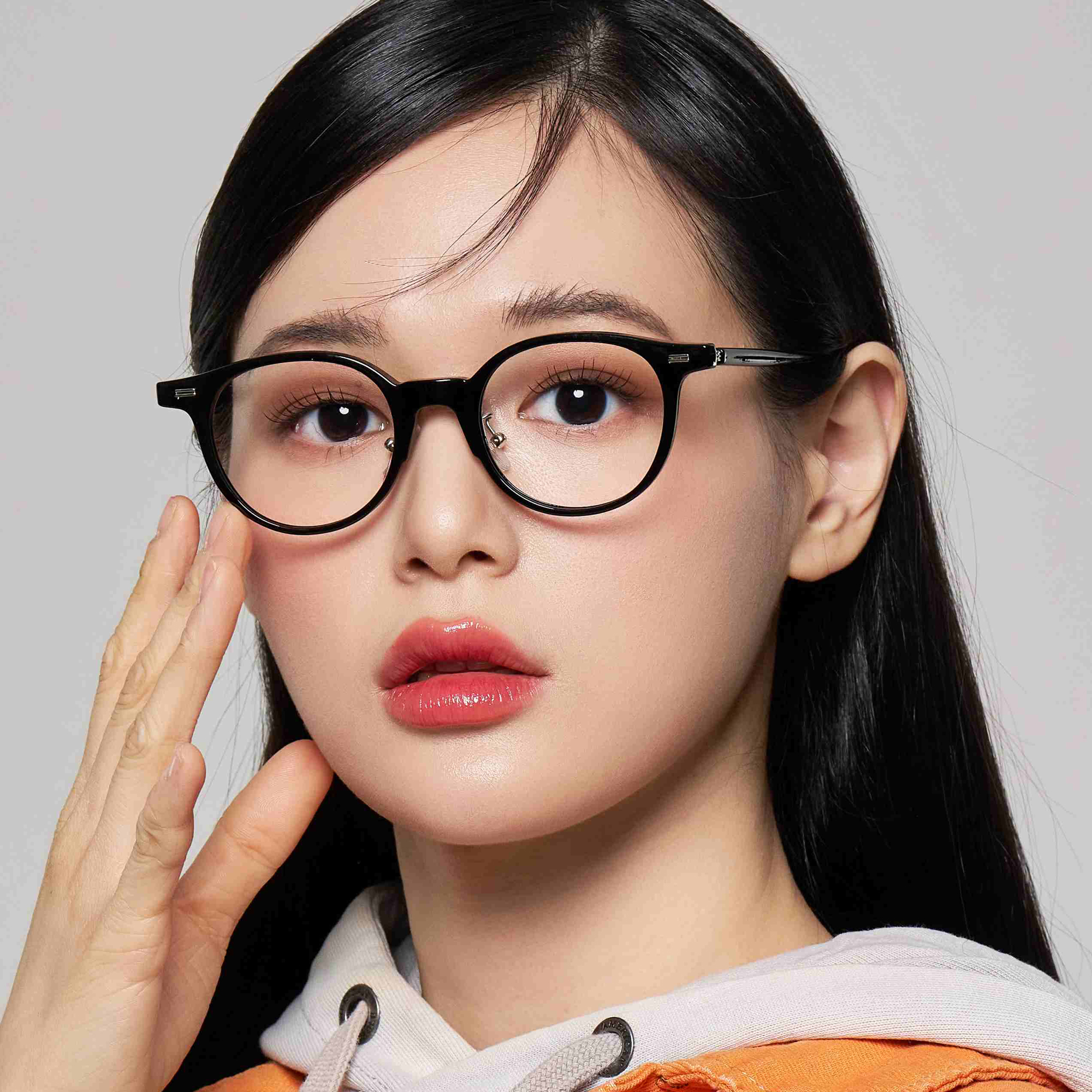 원형 가벼운 뿔테안경 투명 블루라이트차단 얼굴형에맞는 안경테 - 상세 이미지 4
