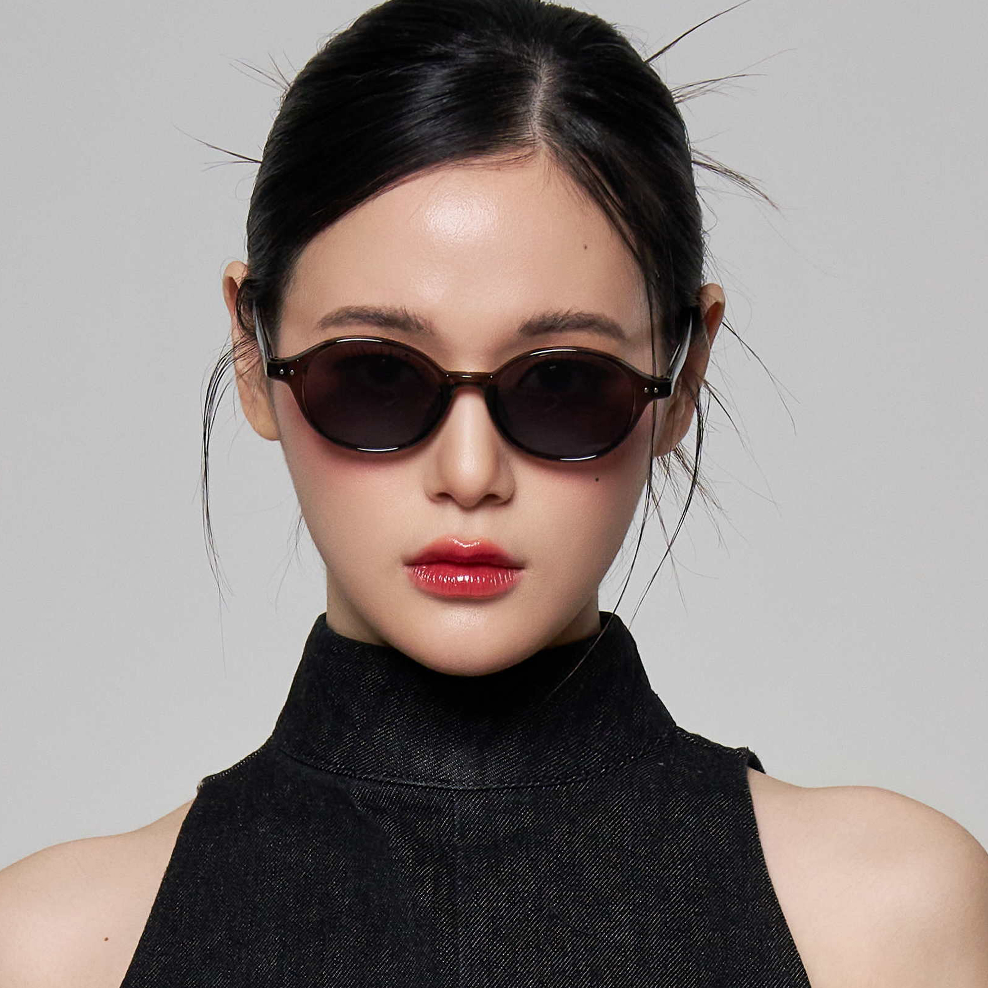 데일리 라운드 패션 자외선차단 오벌형 너드 긱시크 틴트 선글라스