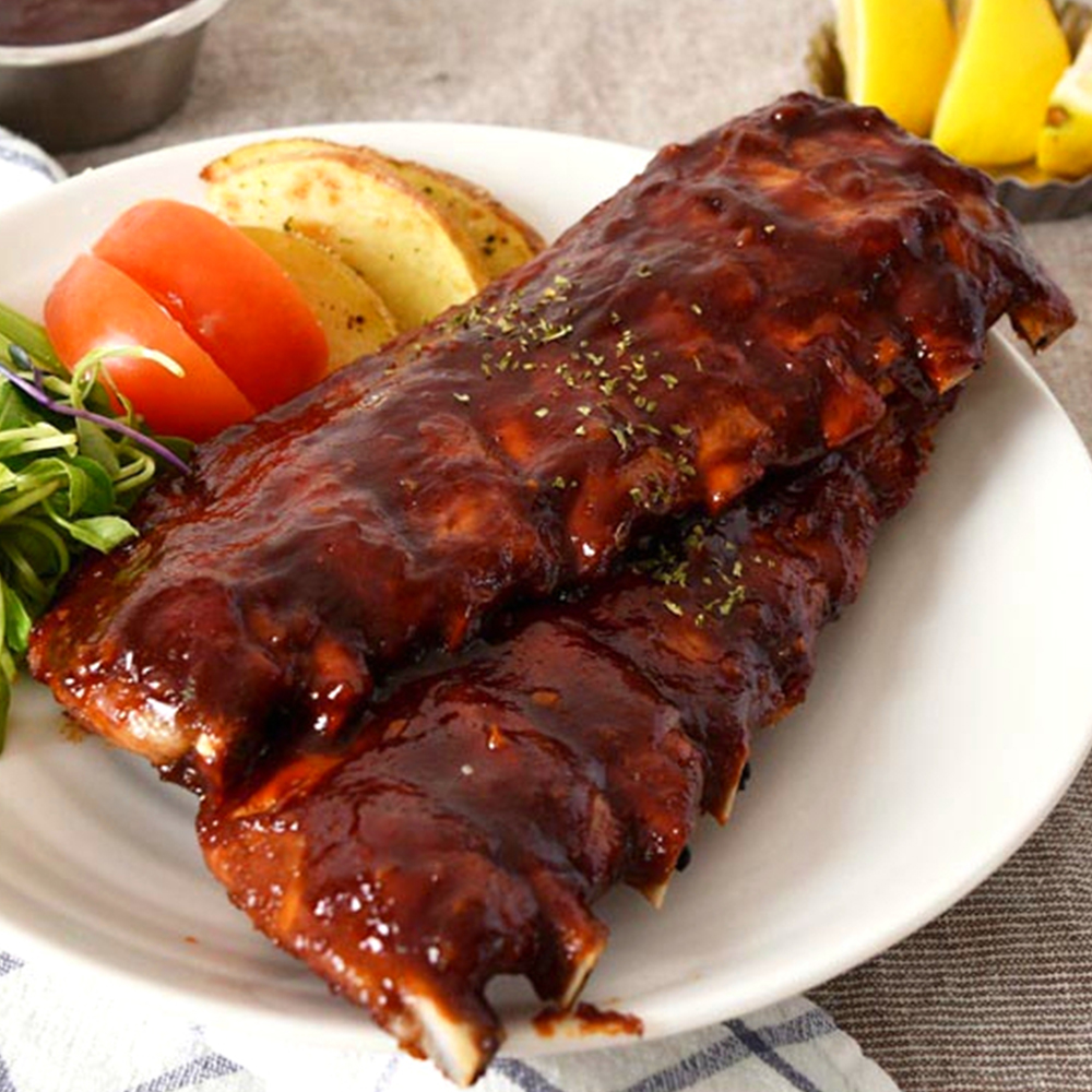 [메가히트]정통 바베큐폭립 500g 2인분/슬로우스모킹 사과나무 훈연 해와바다 이미지 8
