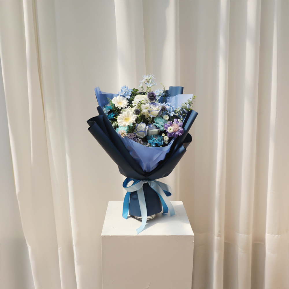파스텔 블루 파란꽃 톤온톤 플라워 꽃다발 생화 꽃바구니 생일 기념일 프로포즈 전국꽃배달