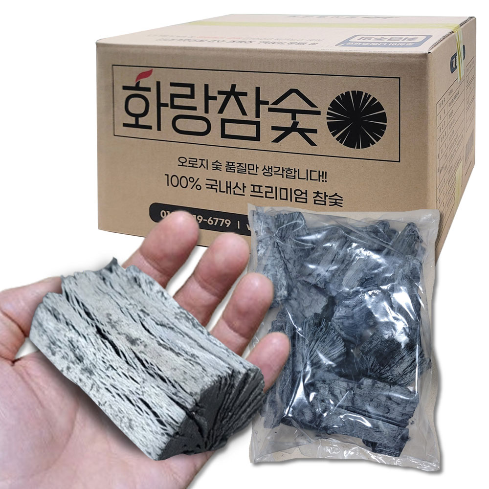 화랑 개별포장 국산참숯 백탄 MS사이즈 바베큐 펜션 캠핑용 소분포장 3kg, 1개