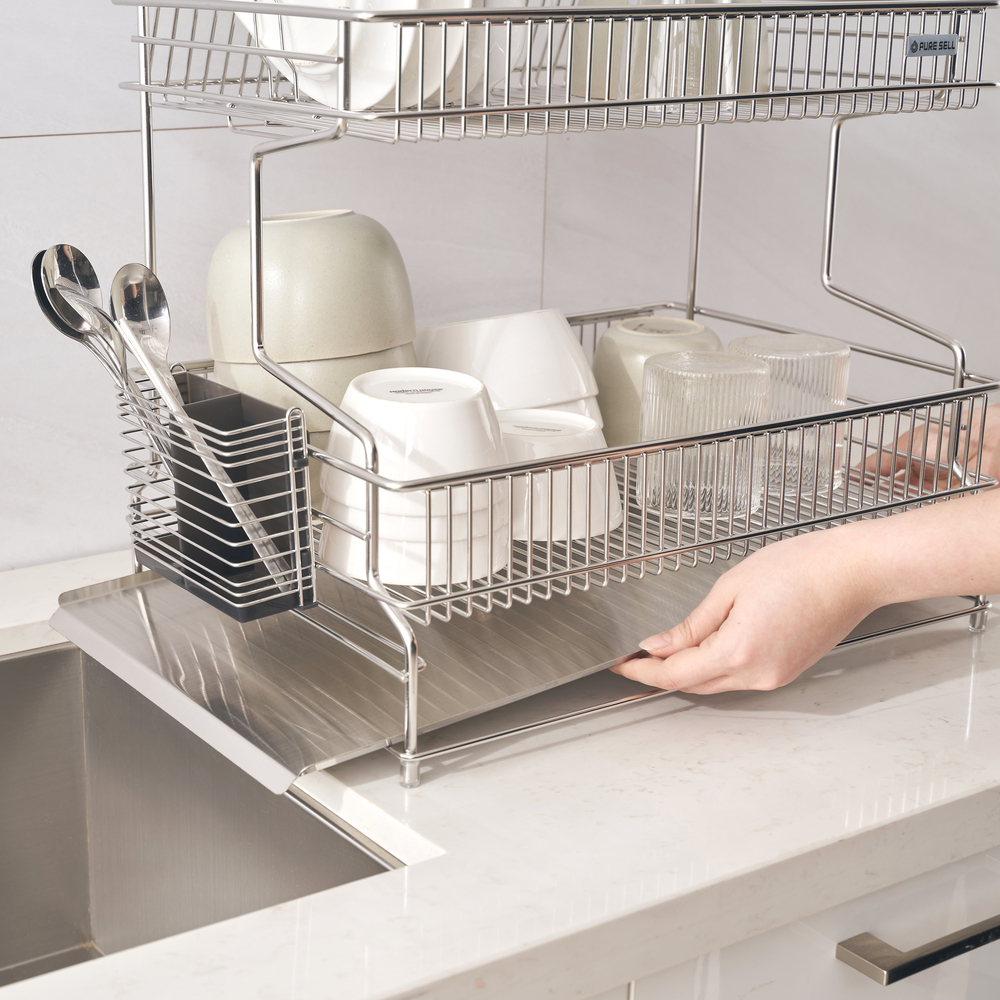 퓨어셀 물빠짐 올스텐 식기 건조대 주방 싱크대 그릇 설거지 2단 쟁반형