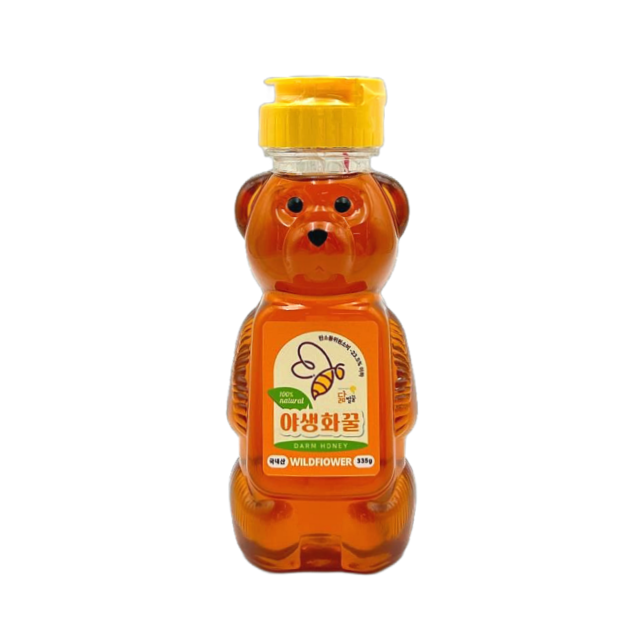 닮벌꿀 야생화꿀 곰돌이꿀 튜브 국내산 천연벌꿀 335g, 1개 - 상품 이미지