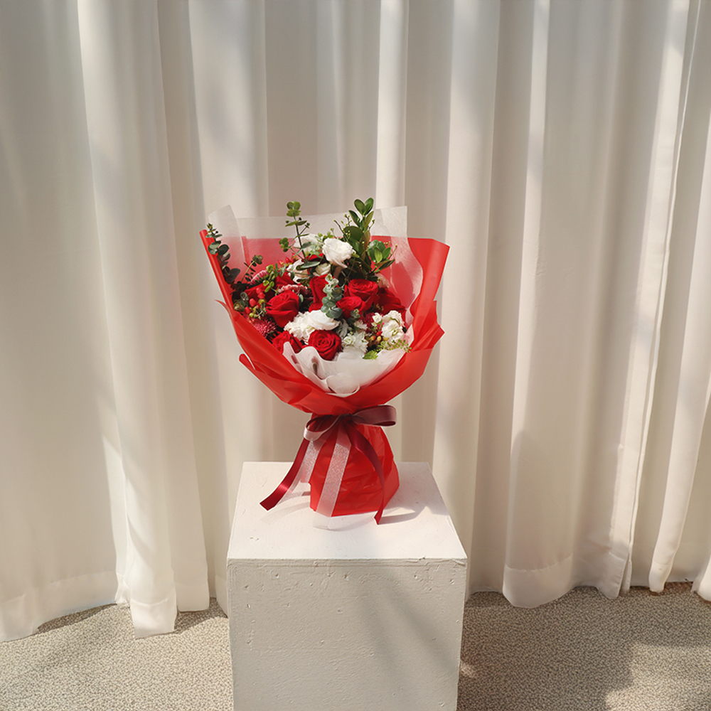 레드 빨간 로즈 장미 톤온톤 플라워 꽃다발 생화 꽃바구니 생일 기념일 프로포즈 전국꽃배달