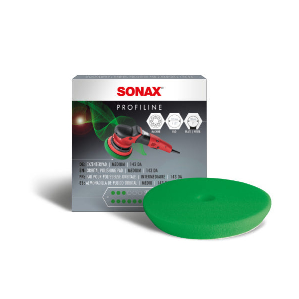 SONAX 소낙스 DA용 마감패드 165MM(6.5인치/미디엄) 그린/옐로우 색상랜덤 - 메인 이미지