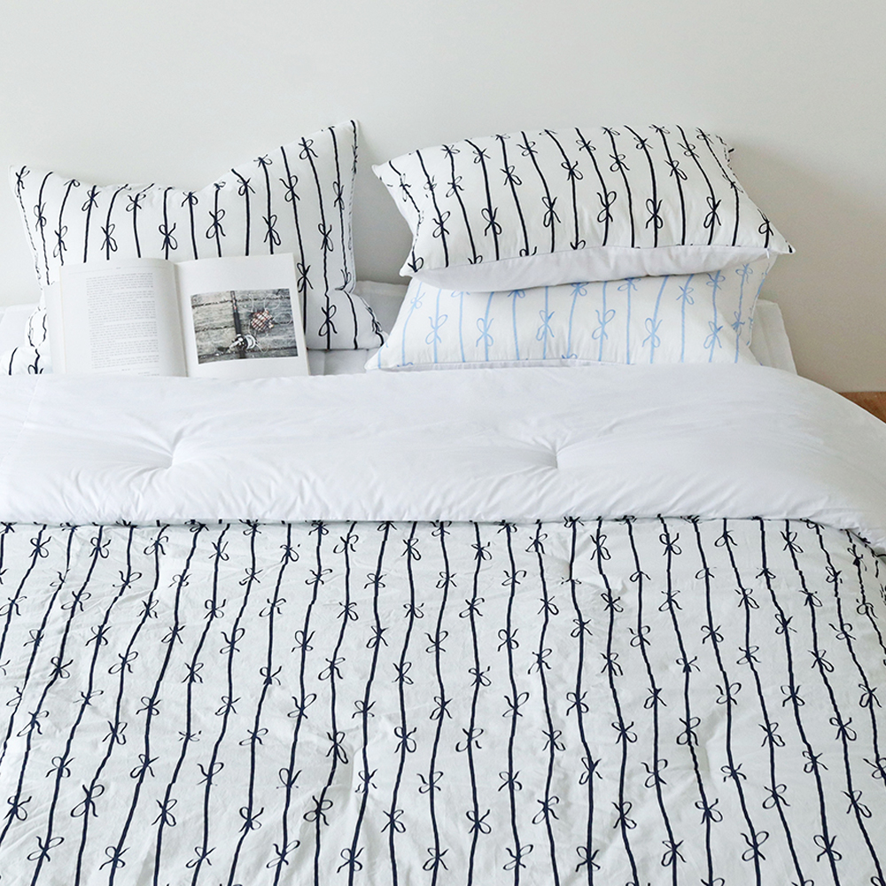 리본 고밀도 워싱 순면 알러지케어 먼지없는 사계절 차렵이불 풀세트 이불패드세트 SS