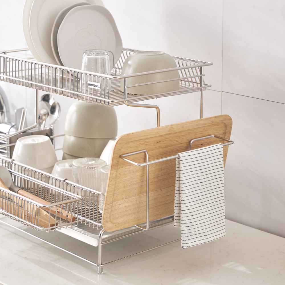 퓨어셀 물빠짐 올스텐 식기 건조대 주방 싱크대 그릇 설거지 2단 쟁반형