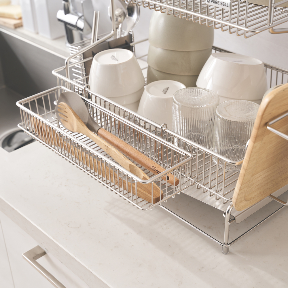 퓨어셀 물빠짐 올스텐 식기 건조대 주방 싱크대 그릇 설거지 2단 쟁반형