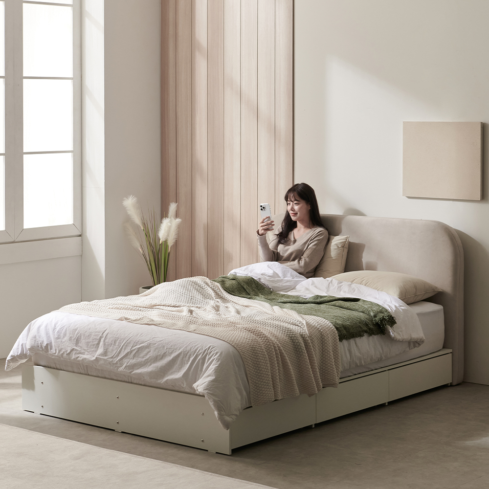 포든 수납 침대 Q+올시즌 매트리스 세트