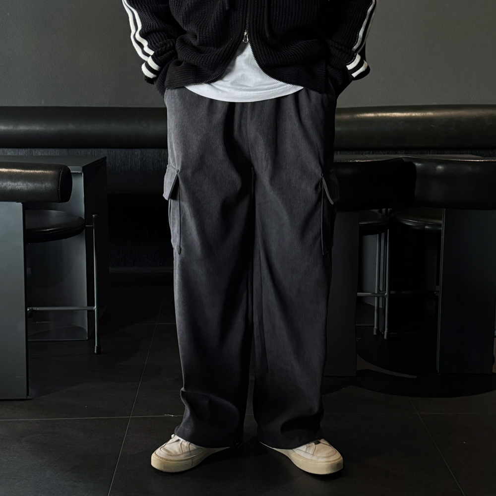 1+1 남자코듀로이팬츠 와이드카고팬츠 골덴바지 - 상세 이미지 3