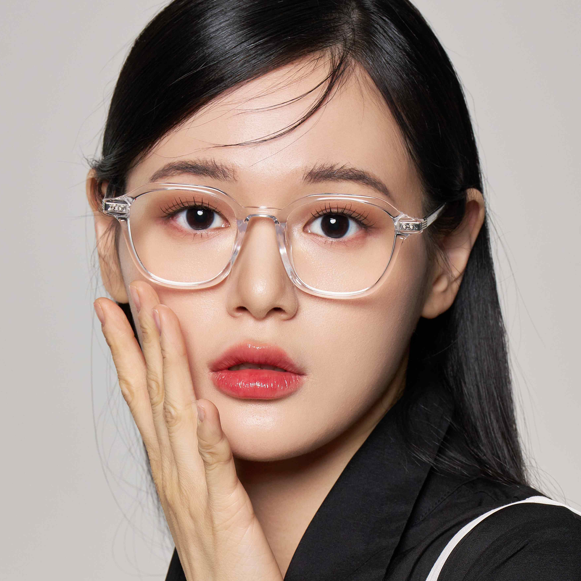 얼굴형에맞는 빅사이즈 투명 뿔테안경 블루라이트차단