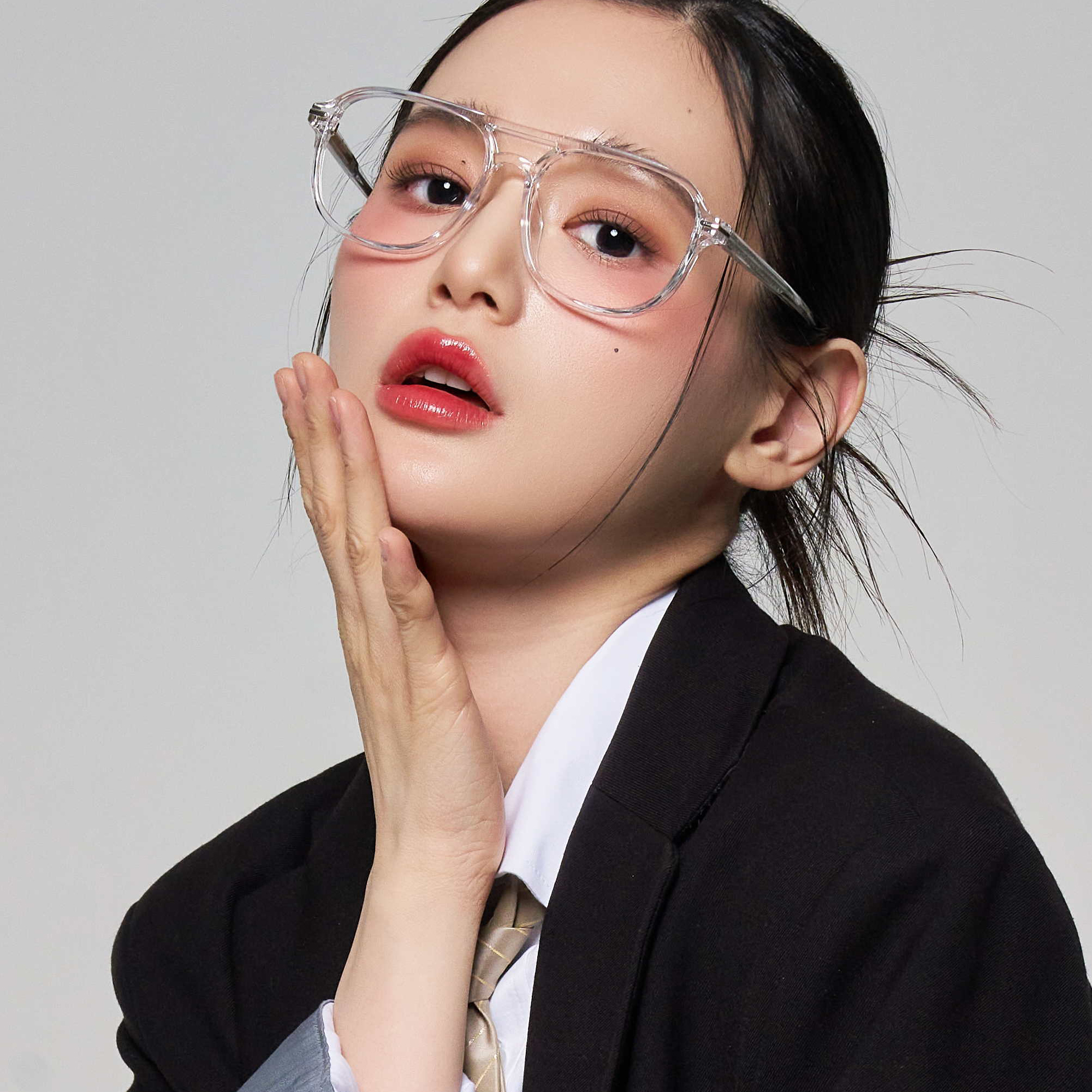 긱시크 안경 얼굴형에맞는 빅사이즈 큰얼굴 투브릿지 검정 투명 뿔테 GIFT 케이스 패키지