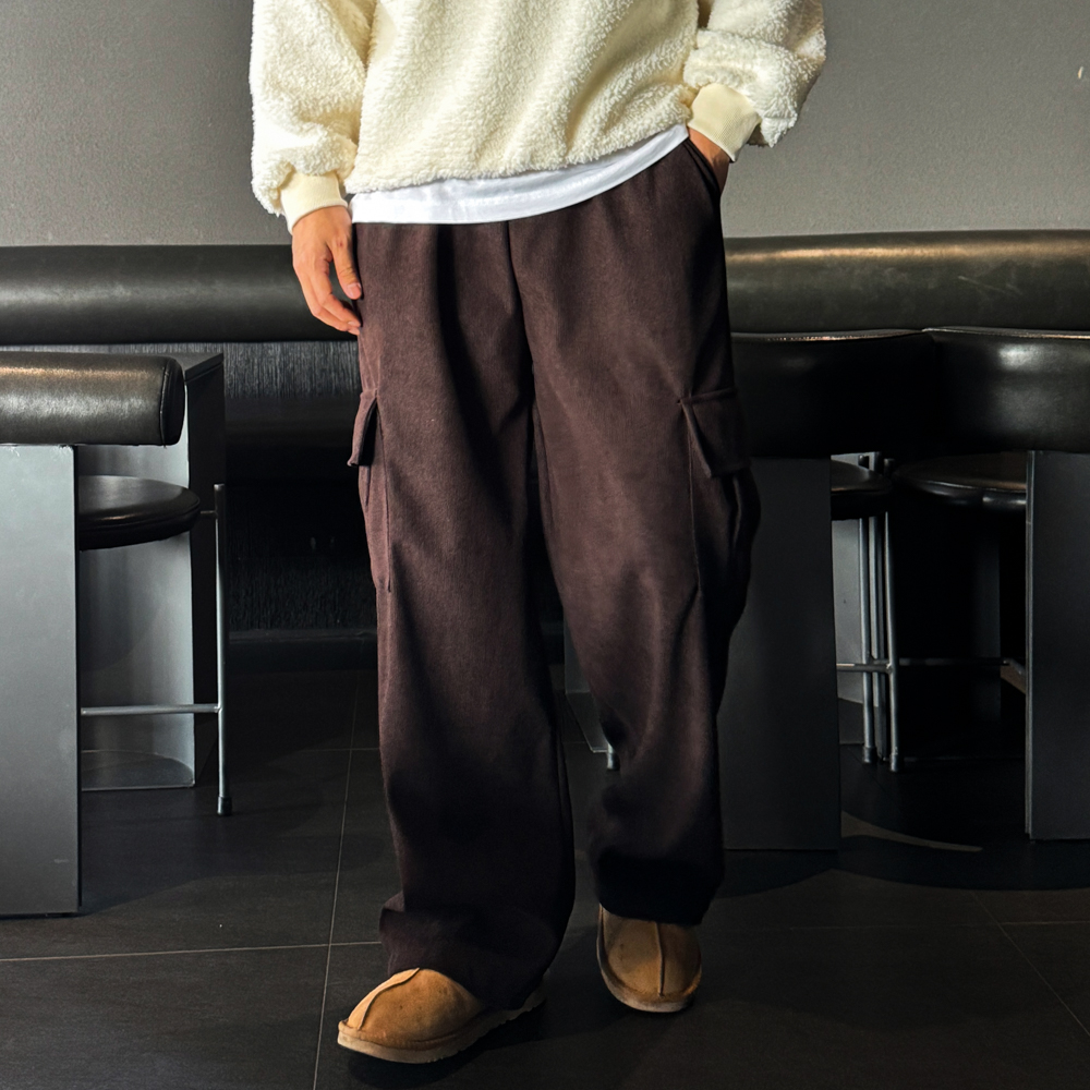 1+1 남자코듀로이팬츠 와이드카고팬츠 골덴바지 - 상세 이미지 2