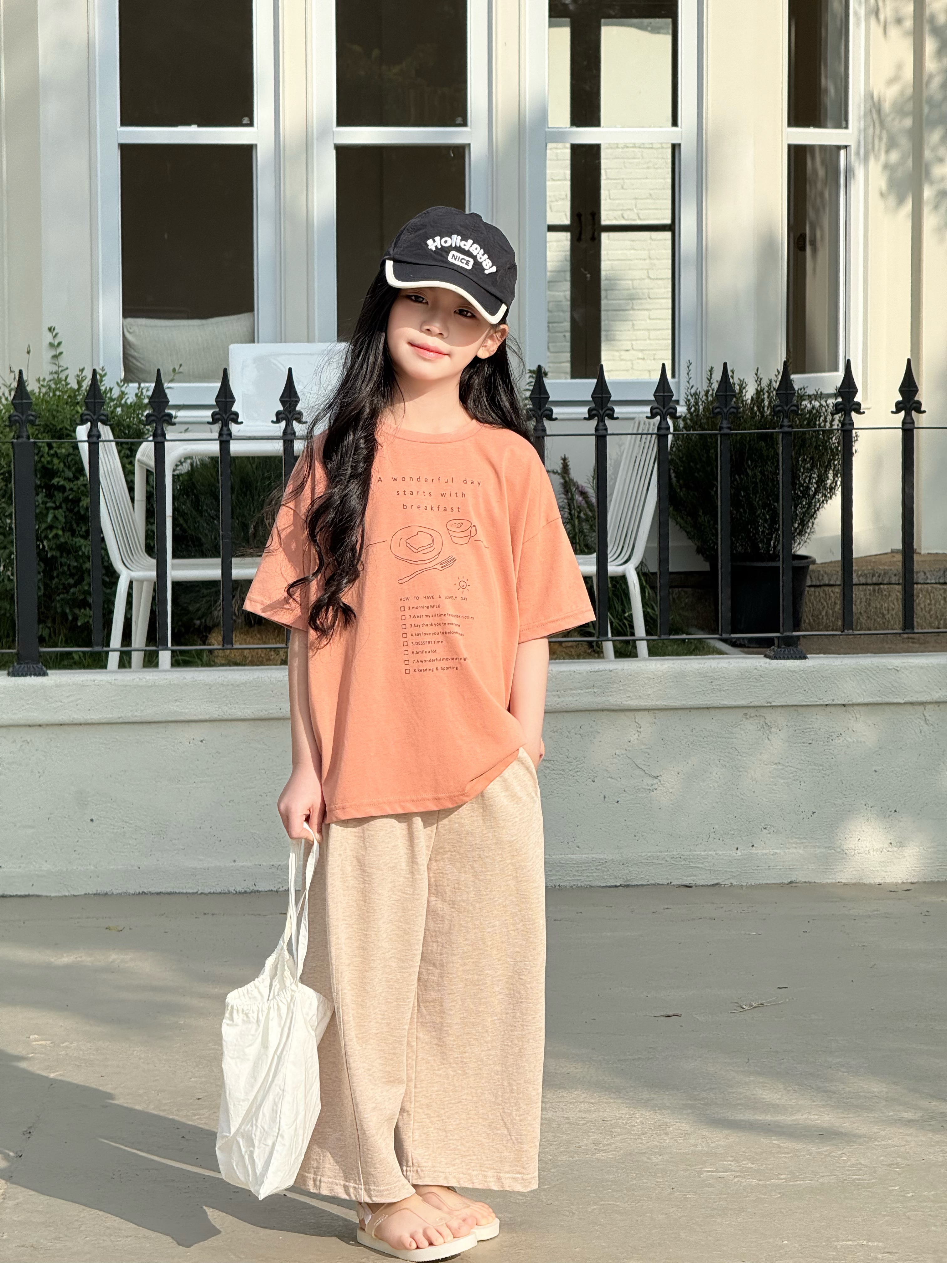 Irene's Closet 레터링 아트워크 루즈핏 반팔 롱 티셔츠 유아 주니어 봄 여름 이미지 6