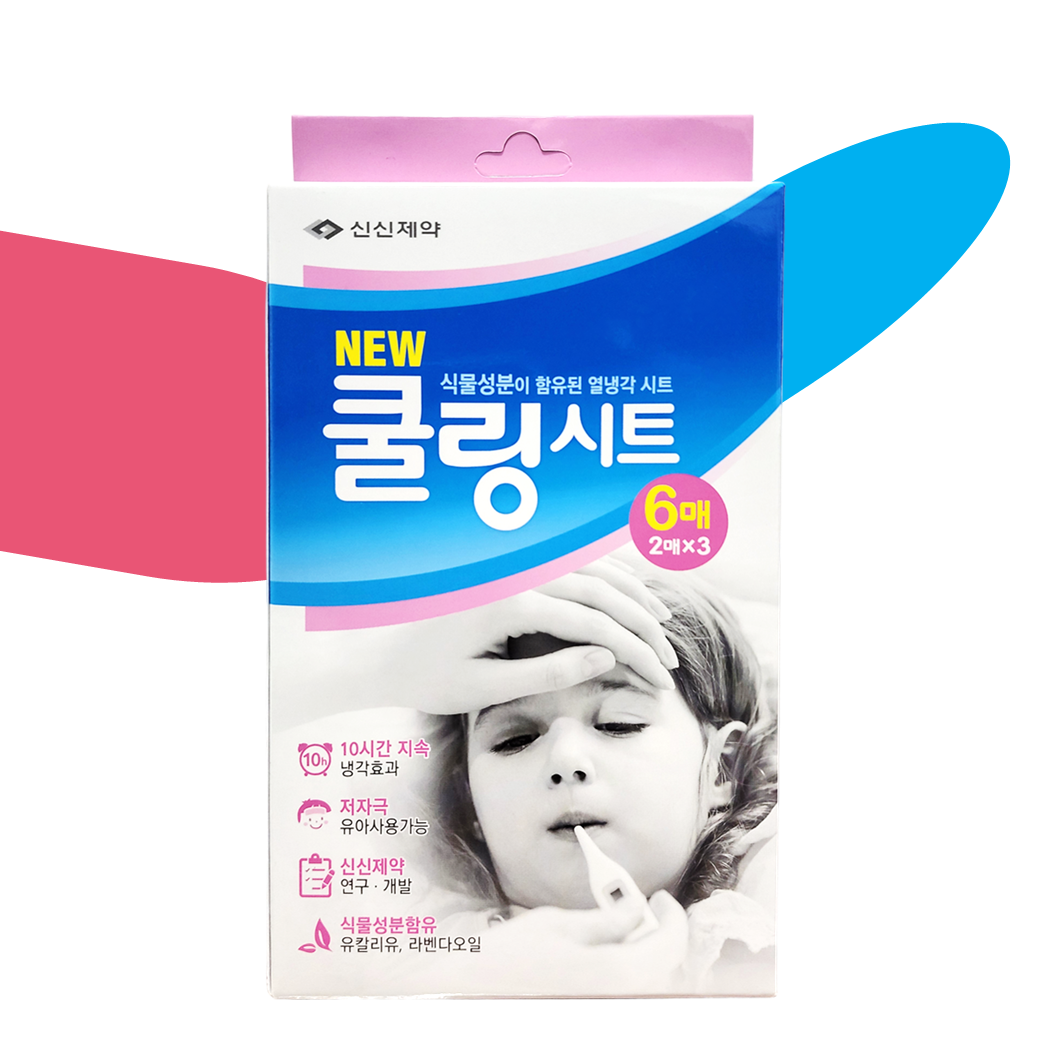열냉각시트 신신 쿨링시트 아기 약국 열패치 붙이는 해열파스 6매 - 메인 이미지