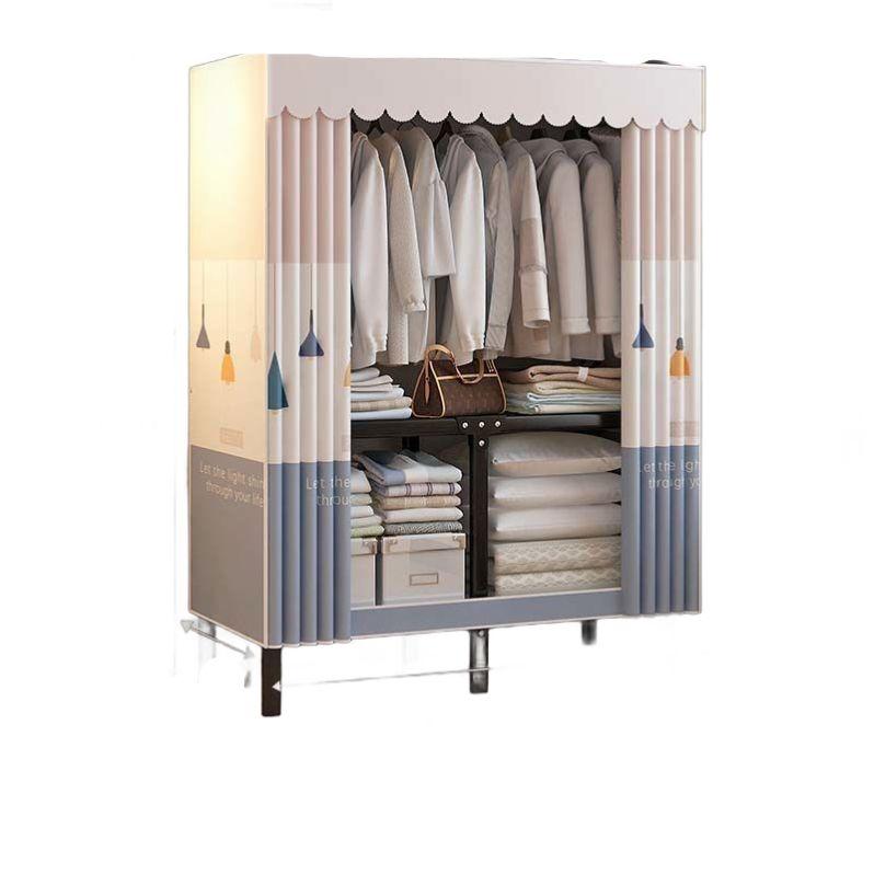 옷장DIY 조립식옷걸이 접이식 비키니옷장 원룸 옷장 커튼 수납 70x45x170cm북유럽 - 상품 이미지