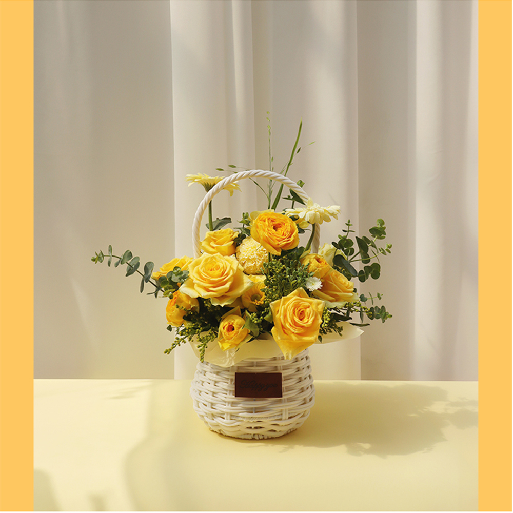 파스텔 노란 옐로우 톤온톤 플라워 꽃다발 생화 꽃바구니 생일 기념일 프로포즈 전국꽃배달 - 상세 이미지 5