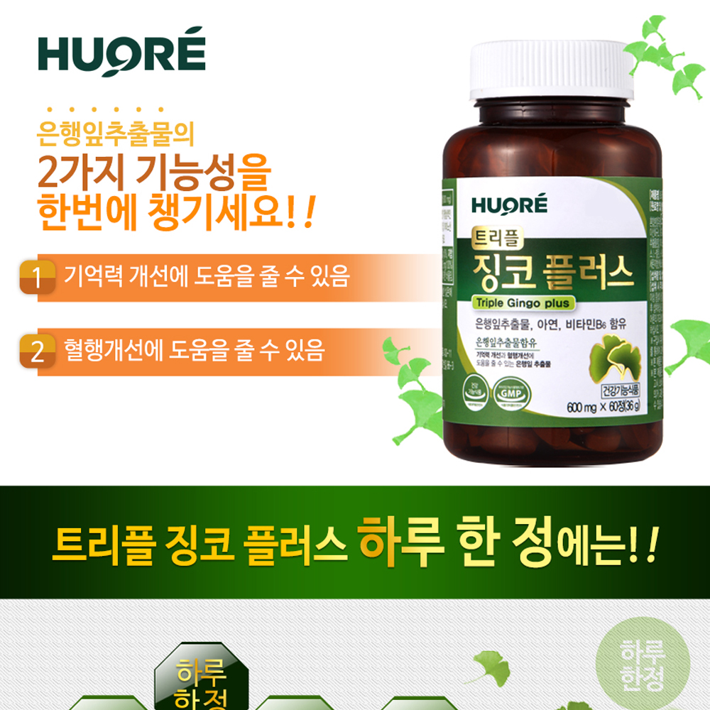 은행잎추출물 트리플 징코플러스 혈액순환 60정, 5개 이미지 7