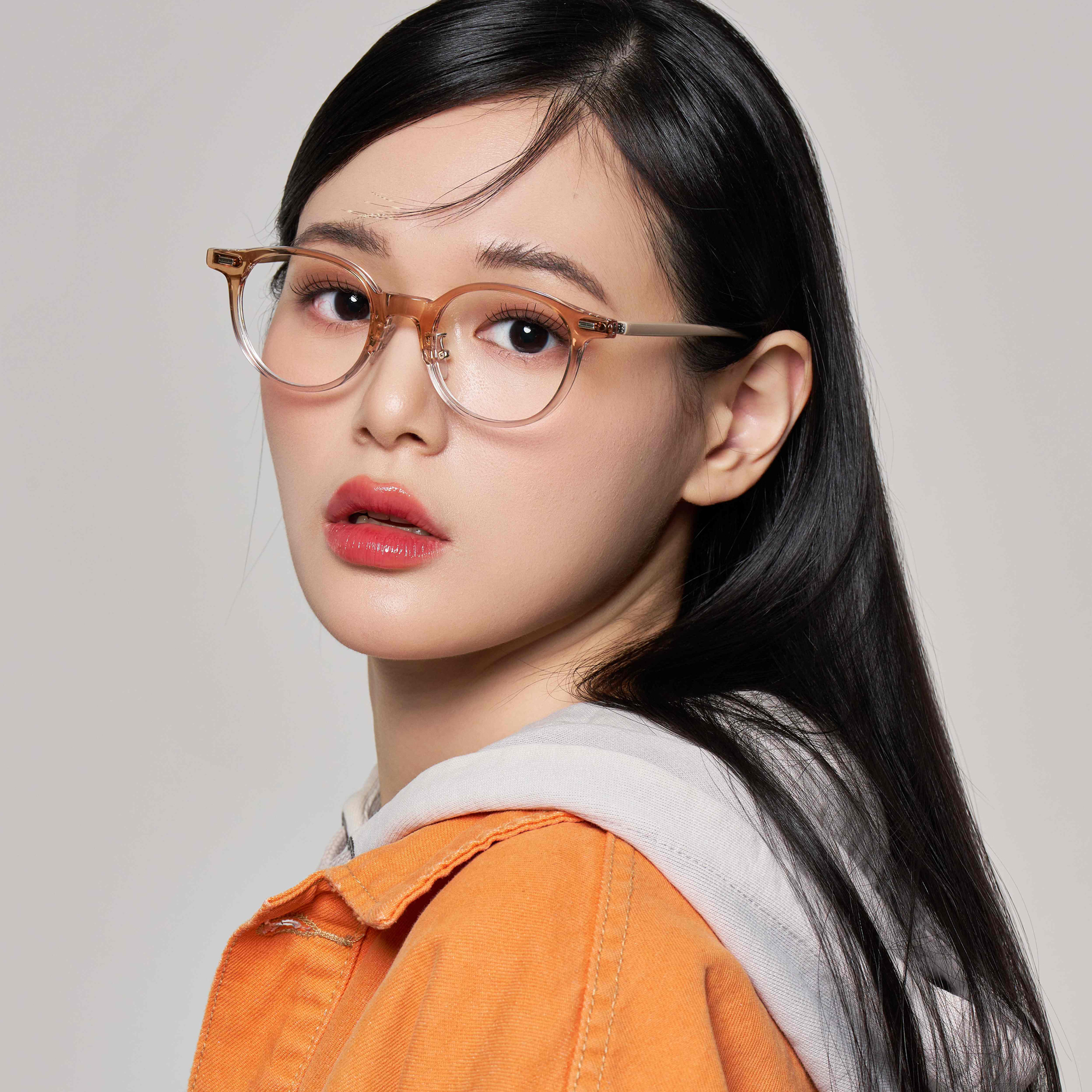 원형 가벼운 뿔테안경 투명 블루라이트차단 얼굴형에맞는 안경테 - 상세 이미지 3