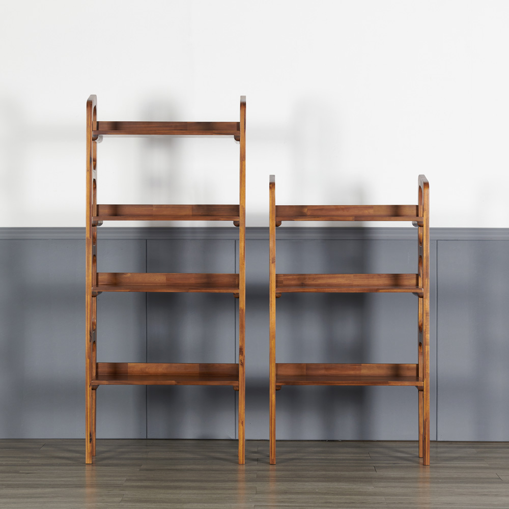 고급 아카시아 거실 원목 전면 책장 640x250x1180mm, 3단, 월넛 이미지 8