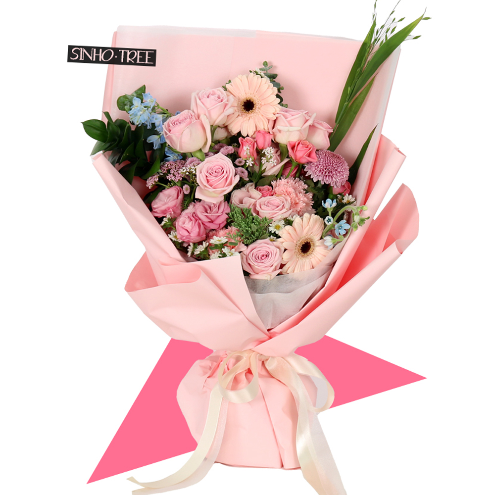 파스텔 핑크 톤온톤 플라워 꽃다발 생화 꽃바구니 생일 기념일 프로포즈 전국꽃배달 - 메인 이미지