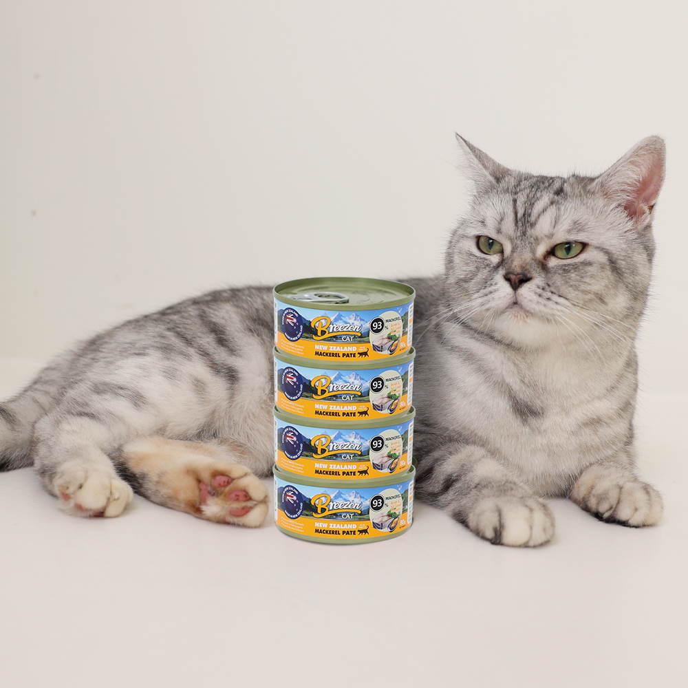 브리젠 뉴질랜드산 전연령 고양이 주식캔 습식사료 파테 고등어, 80g, 4개
