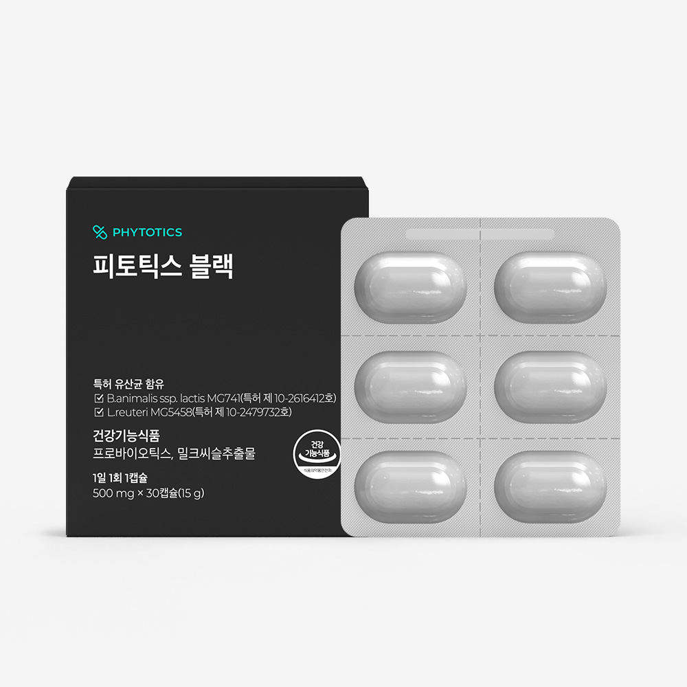 피토틱스 블랙 밀크씨슬 간 건강 유산균 30캡슐, 1개