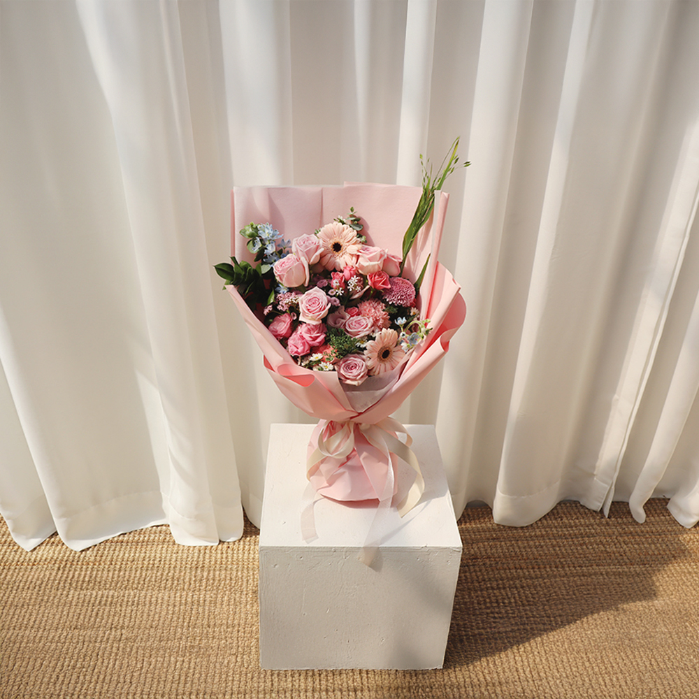 파스텔 핑크 톤온톤 플라워 꽃다발 생화 꽃바구니 생일 기념일 프로포즈 전국꽃배달 - 상세 이미지 2