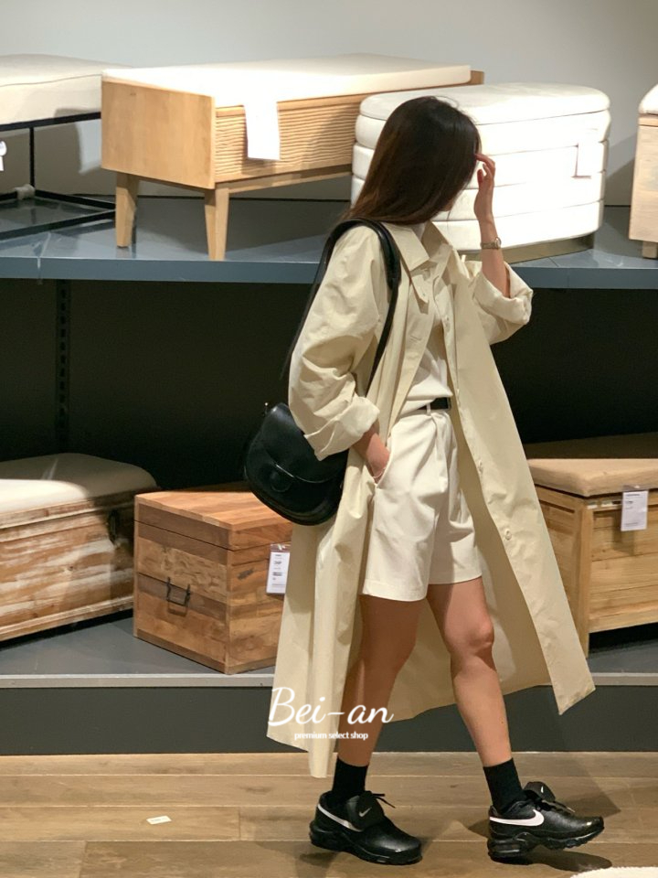 버베인 로하 롱 트렌치 코트 코튼 카라 오버핏 봄 ct 상세 이미지 3