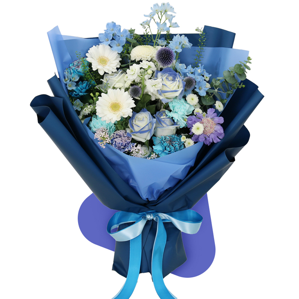 파스텔 블루 파란꽃 톤온톤 플라워 꽃다발 생화 꽃바구니 생일 기념일 프로포즈 전국꽃배달