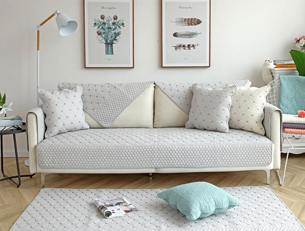 넓은 쇼파패드 순면 돌소파 매트 토퍼 논슬립 깔개 방석 러블리벌룬오프화이트 70x150