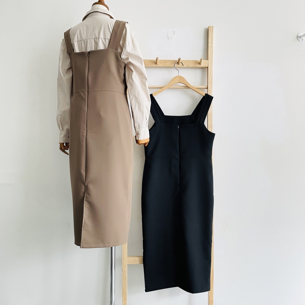 뷔스티에원피스 결혼식하객룩 나시 스퀘어넥 H라인 롱원피스