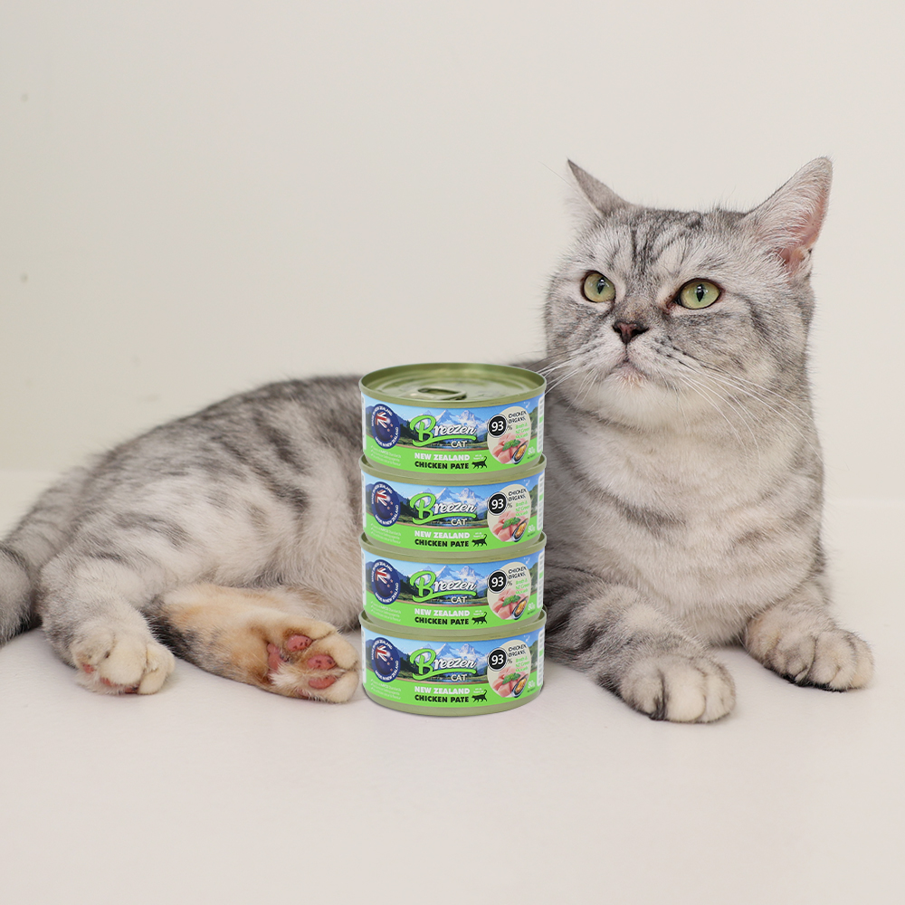 브리젠 뉴질랜드산 전연령 고양이 주식캔 습식사료 파테 치킨, 80g, 4개