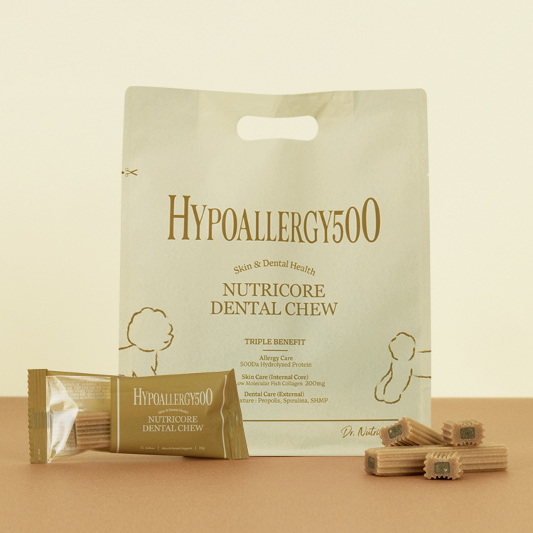 닥터뉴트리코어 하이포알러지500 개 강아지 오래씹는 아토피 피부 덴탈껌 30개입
